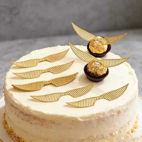 Golden Snitch Wing Cake Topper Magical Style Decor Pieces Practical Ornament Kit For Cupcake Chocolate Various Party Cake Layout