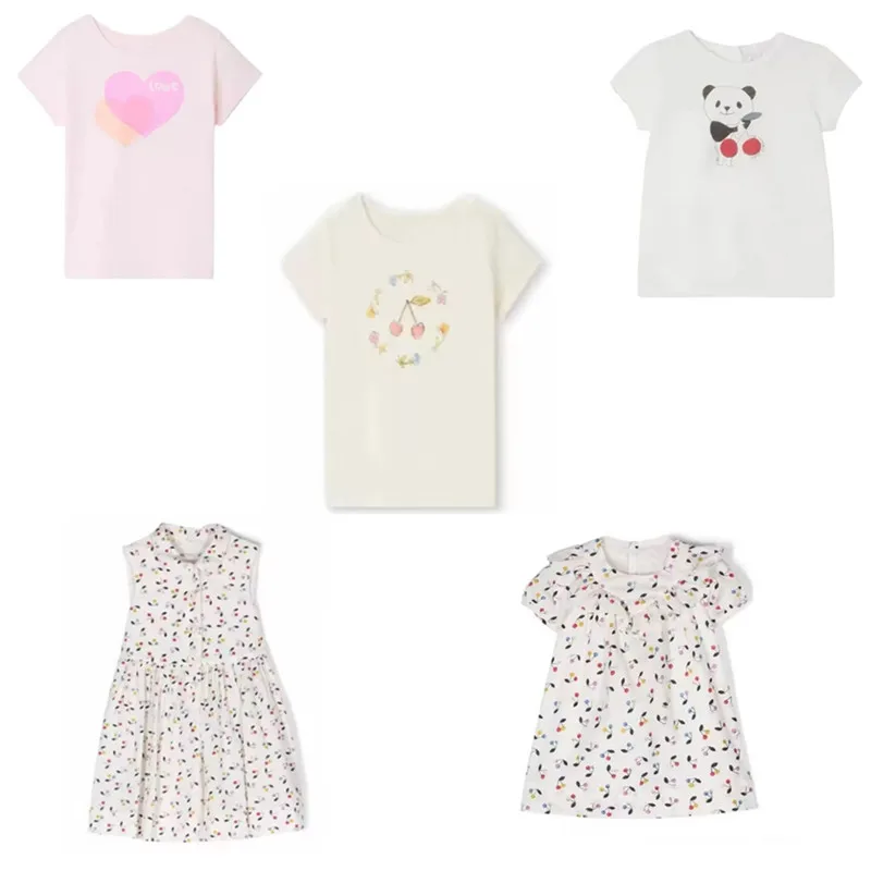 Children's T-shirt Summer 23 New Bp Cotton Soft Girls' and Boys' Printed Colorful Big Cherry T-shirt Short Sleeve Crewneck Top