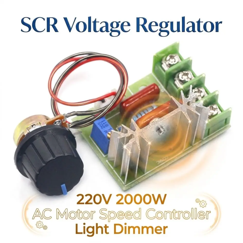 220V SCR Voltage Regulator 2000W with Remote Controller AC Motor Speed Controller External Thyristor Dimmer Light Dimmer Switch