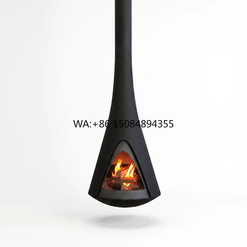 Modern Hanging Steel Stove Customizable for Villa Vacation Home Living Room Hotel Use-Freestanding Indoor Suspended Fireplace