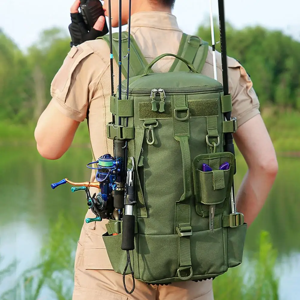 

Fishing Backpack with Rod Holders Capacity Waterproof Fishing Backpack with Rod Holder for Outdoor Camping Hiking Hunting Oxford