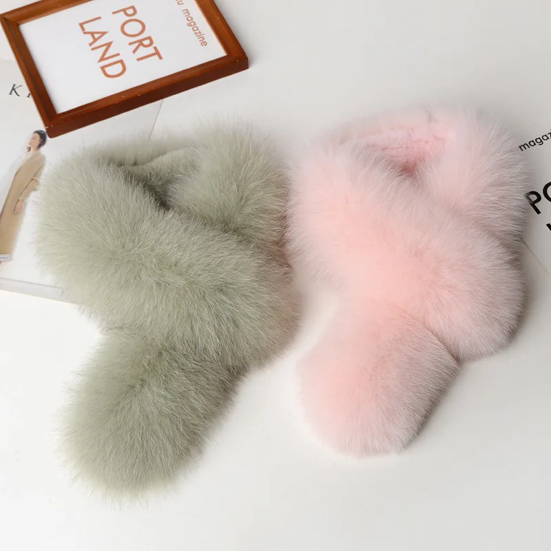 Women's fashion fox hair scarf winter warm soft comfortable cold fur scarf