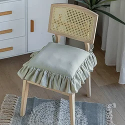 100% Cotton Pleated Non-slip Upholstery Mat with Exterior and Interior Lace Bohemian Home Upholstery Mat Covered in Pure Color