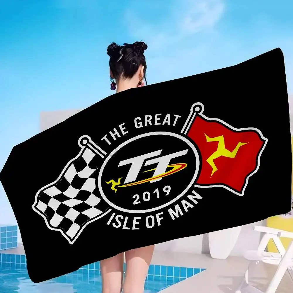 Motorcycle I-Isle Of Man TT Anime Beach Swimming Towel Soft Absorbent Washcloth Children's Gifts For Kids Travel Camping Gym