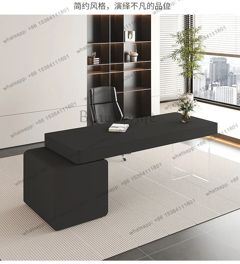 

Slate desk modern simple home with drawers study acrylic pure black boss desk