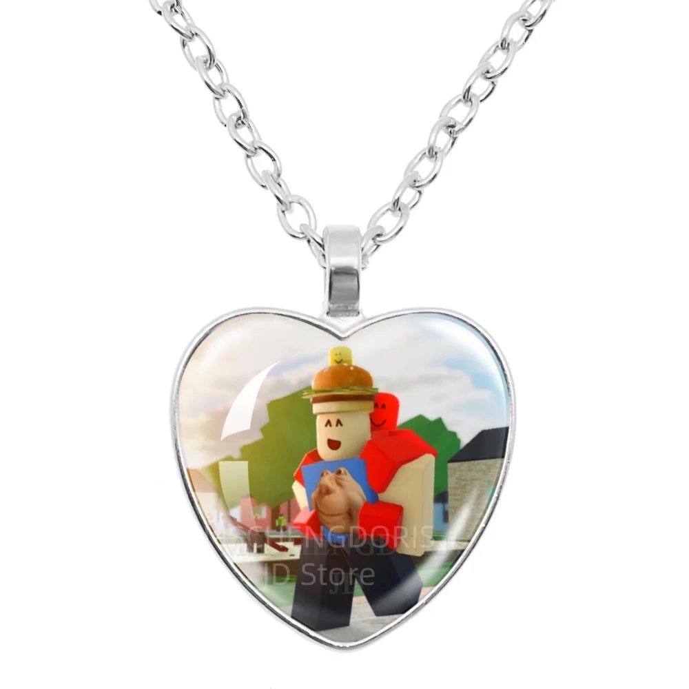 007n7 x C00lKidd Spiel FORSAKEN Cartoon Charaktere Lustige MeMe Glas Herz Form Anhänger Halskette Schmuck Charme Sammeln Geschenk