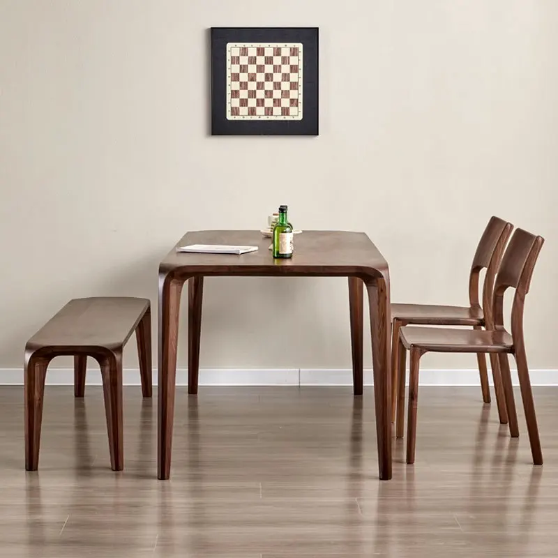 North American black walnut tenon and mortise dining table, household rectangular tea table