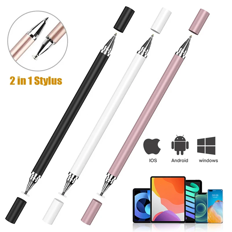 2 In 1 Universal Stylus Pen สำหรับแท็บเล็ตโทรศัพท์มือถือ Android IOS โทรศัพท์ Apple IPad แท็บเล็ต Capacitive หน้าจอ Note Touch ดินสอ