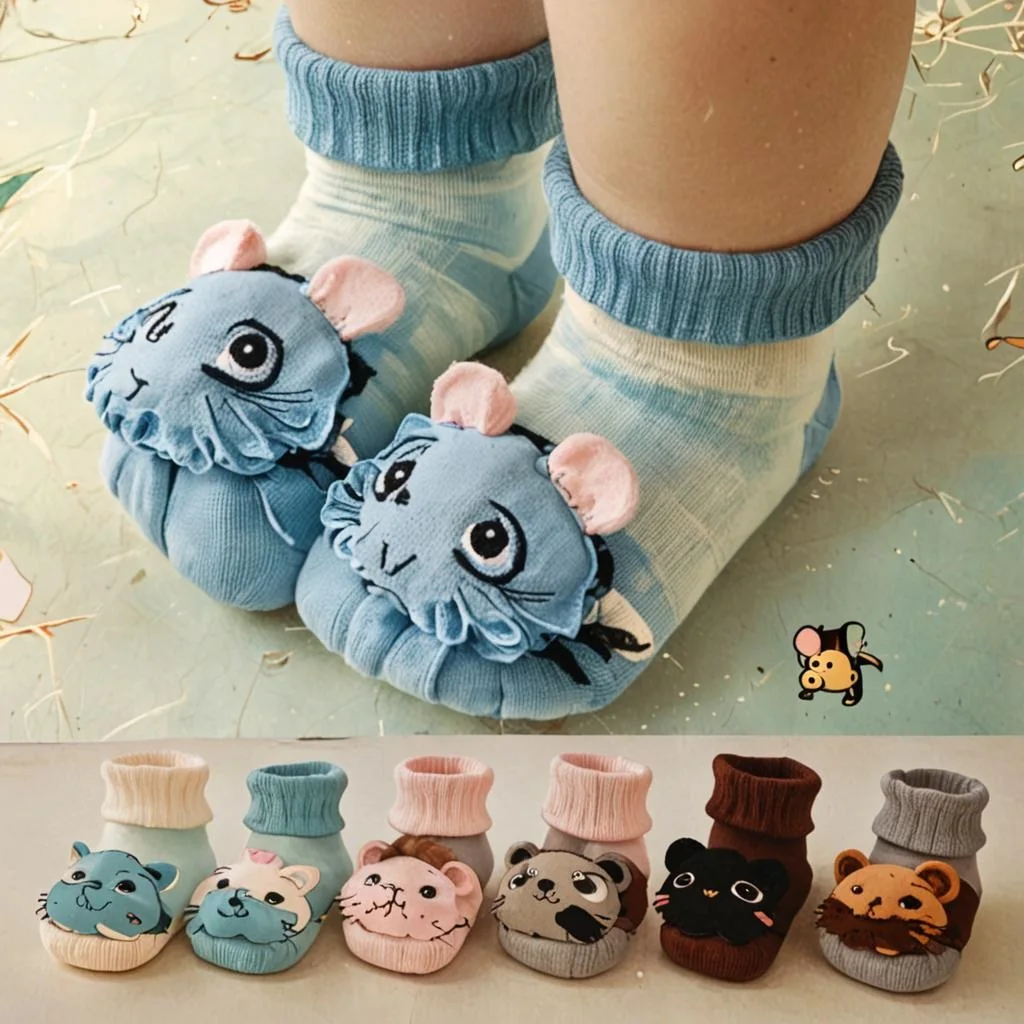 

Baby Floor Socks Non-slip 3D Cartoon Doll Socks with Sound Bells for Newborn 6 To 12M Infant Baby Barefoot Shoes Kids Indoor Sox