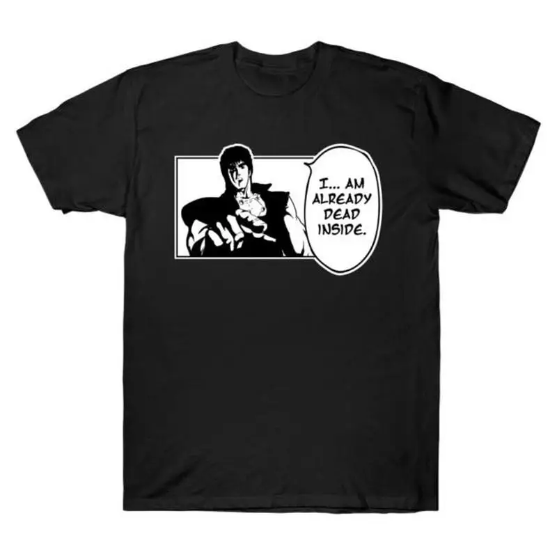 Kenshiro Fist of the North Star T‑Shirt 100% Cotton printed Tee Vintage Hokuto No Ken Anime Streetwear Casual Short Sleeve Tops