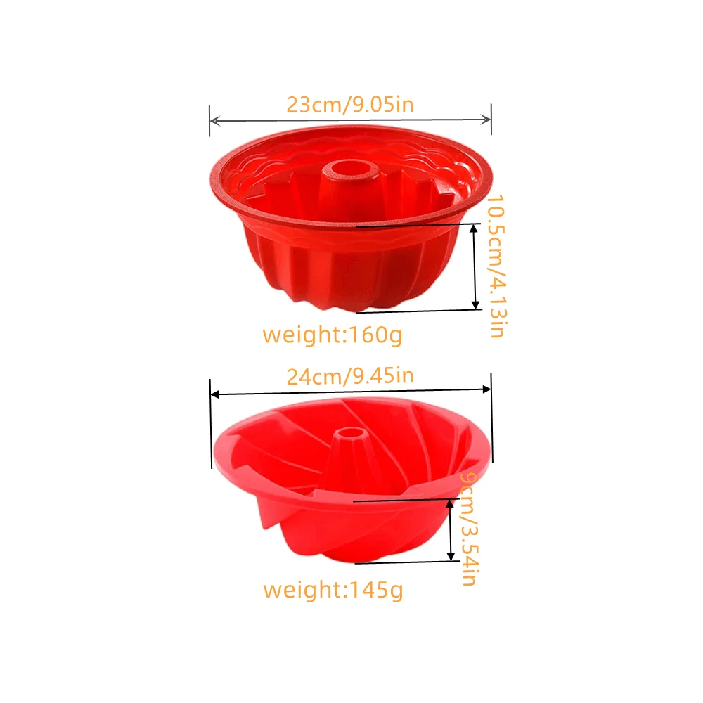 9 Inch Non Stick Silicone Cake Bundt Pan Fancy Spiral Jelly Bread Heritage Baking Bakeware For Birthday Party   10103