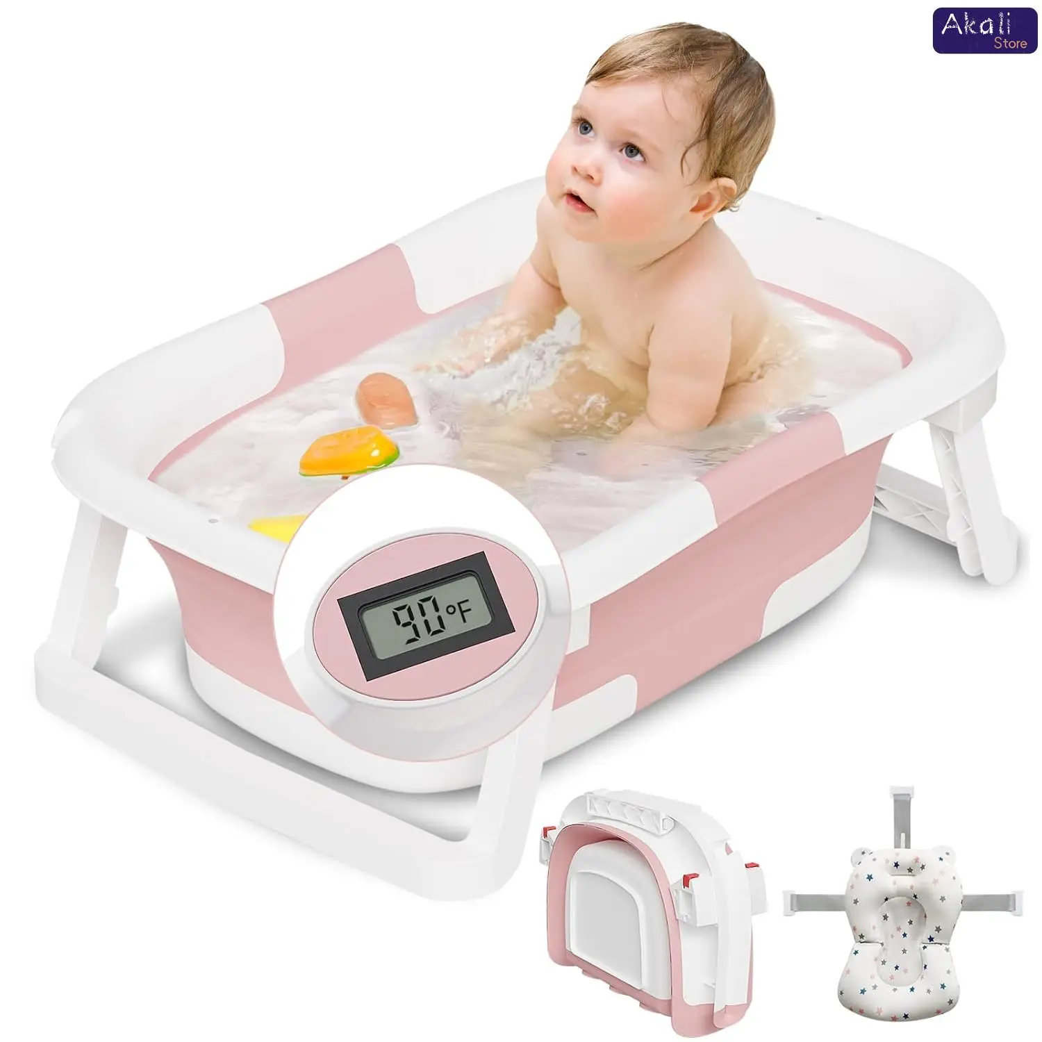 Portable Baby Bath Foldable Real-time Temperature Bathtub Suitable for Newborns 0-36 Months Baby Non-slip Bathtub