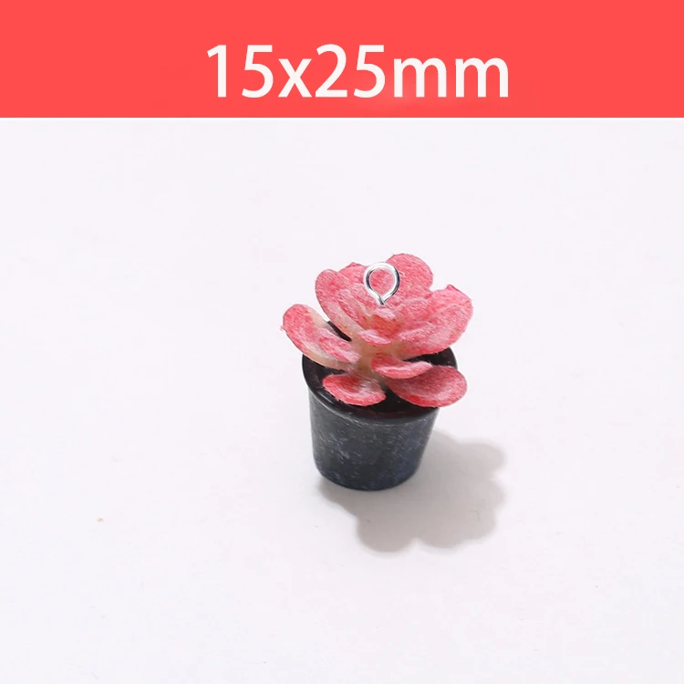 10Pcs Fashion Red Green Potting 3D Flowerpot Charms Resin Animals Pendant DIY Earrings Necklace Jewelry Making Finding C1207