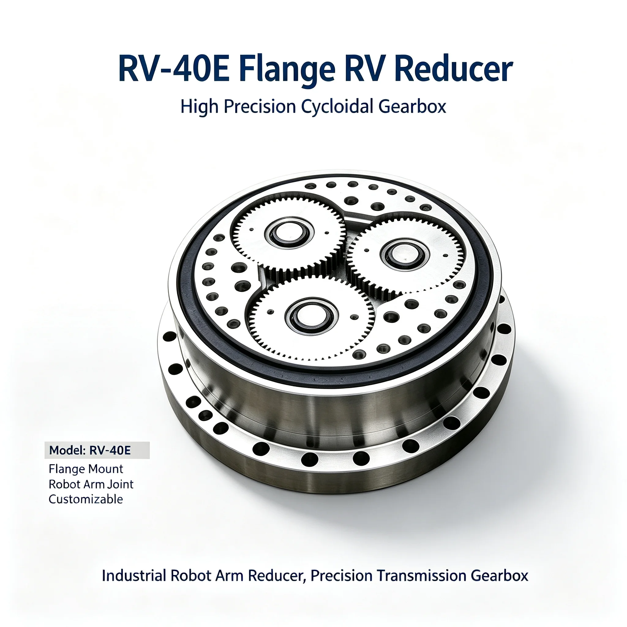 RV-40E Flange RV Reducer, High Precision Cycloidal Gearbox, Semi/Full Seal for 750W/1KW Servo Motor, Robot Arm Reducer, Customiz