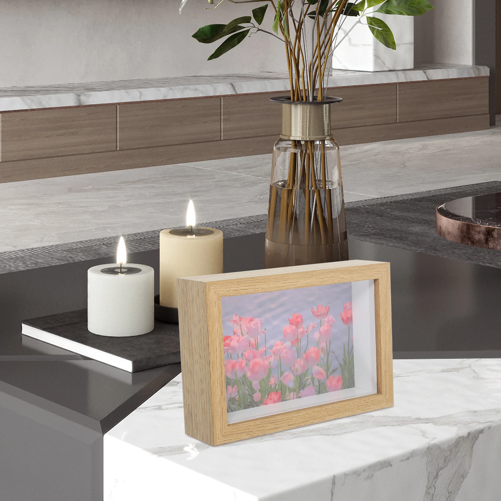 

Blue Photo Bedroom Desk Lamp Frame Night Light Bedroom Desk Lamp H made DIY Flower Picture Frame Home Decor