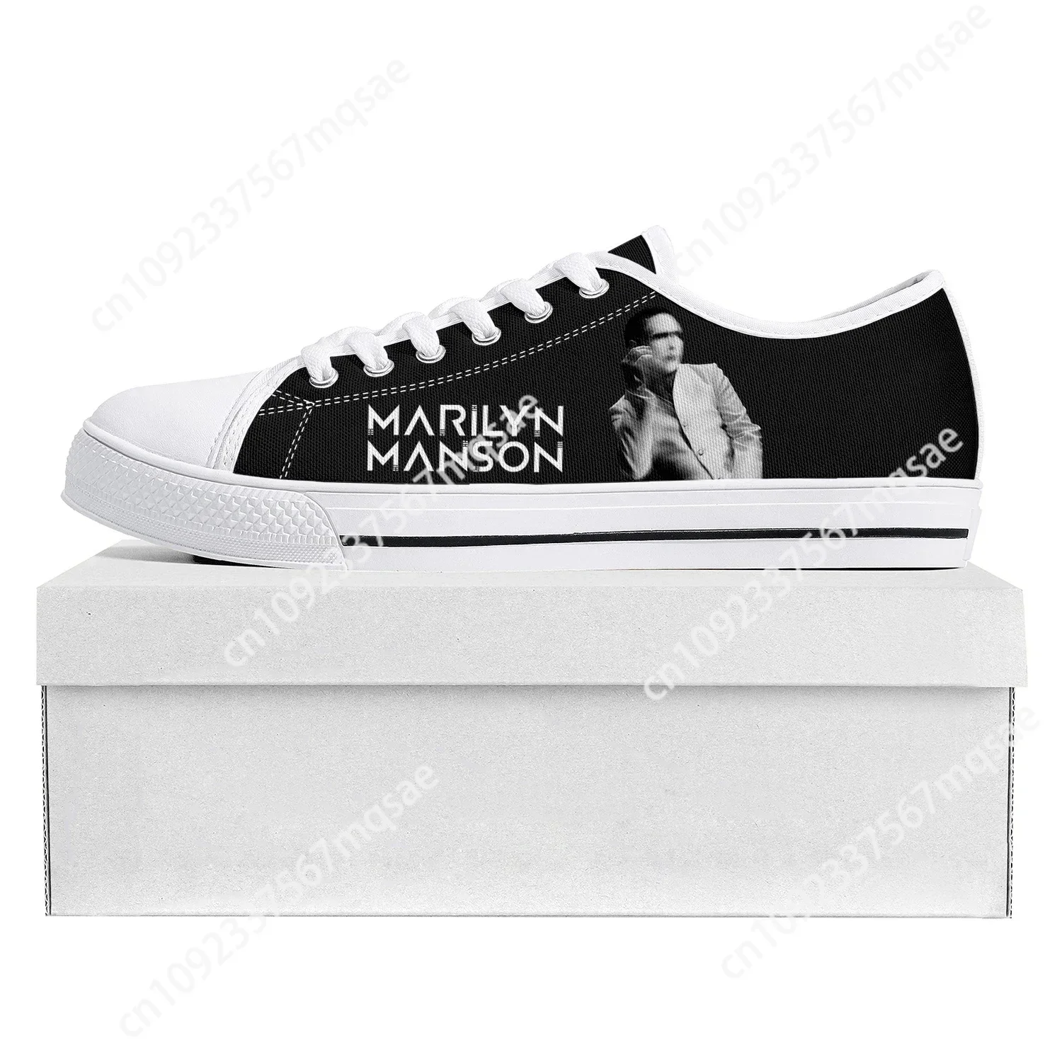 

Rock Band Music Singer Marilyn Manson Low Top High Quality Sneakers Mens Womens Teenager Canvas Sneaker Couple Shoes Custom Shoe