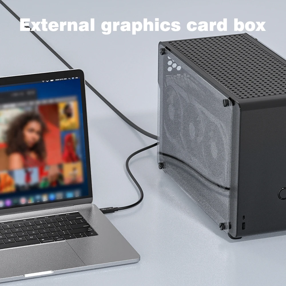 UGOURD 0.3m-2m Type-C Thunderbolt5 كابل محوري مطلي بالفضة 80Gbps متوافق مع Thunderbolt 4/3 لـ HUB لبطاقات الرسومات الخارجية