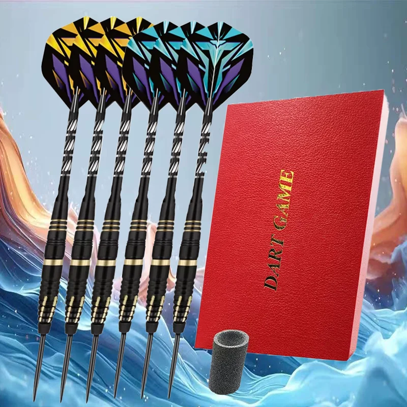 

6PCS Steel Tip Darts Set Professional Dart Game with Aluminum Shafts Flights + Storage Box for Dartboard Bar Home Entertainment