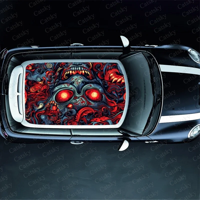 Devil Demon Eyes Car Roof Sticker Wrap Racing SUV Accessories Packaging Painted PVC Custom Car Graphic Decal