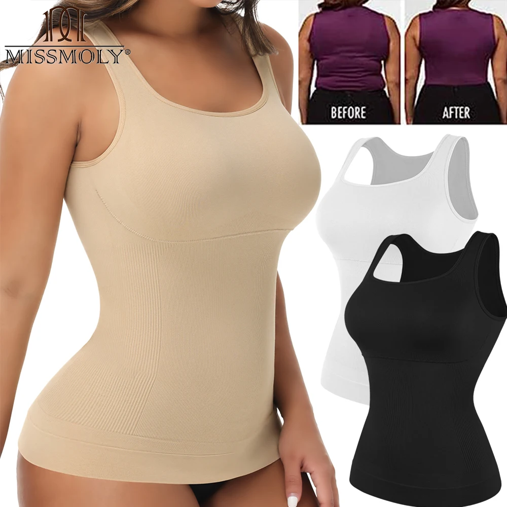 S-3XL Square Neck Tank Top Body Shaper Frauen Bauch-steuer Elastische Bequeme Ärmel Shaper Top Push-up Brust Plus Größe