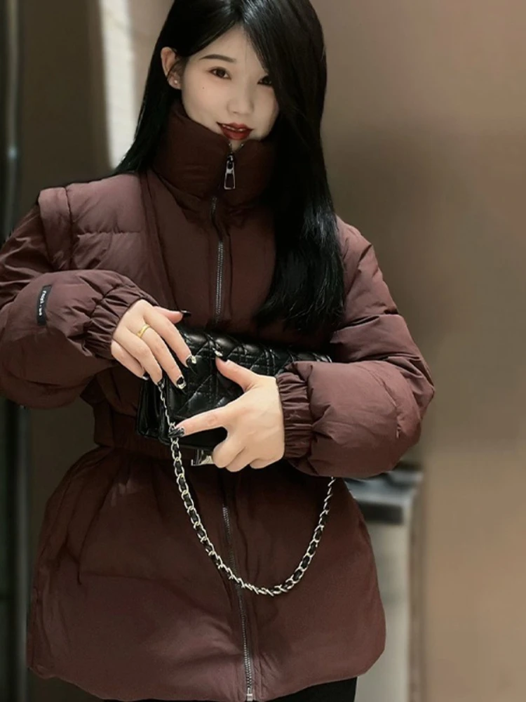 Removable White Duck Down Jacket Vest Coat 2025 Winter New Belt Slim Thick Warm Parkas Two-Wearing Korean Fashion Women Clothing