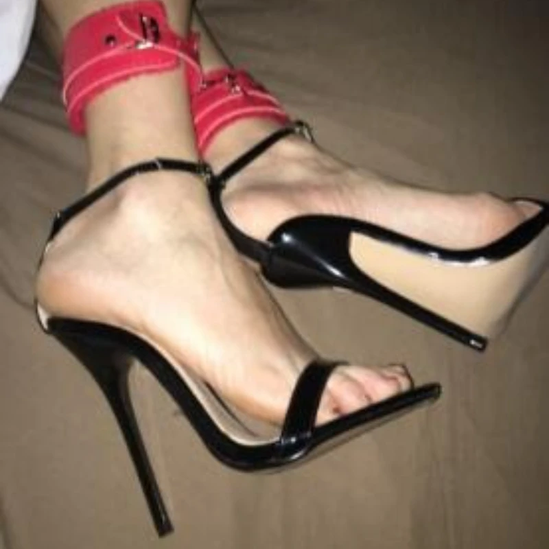 

Sexy Sandals Summer Shoes Woman 13cm Thin High-Heeled Crossdresser Buckle Pumps Exegang Zapatos Mujer Plus Size Stilettos