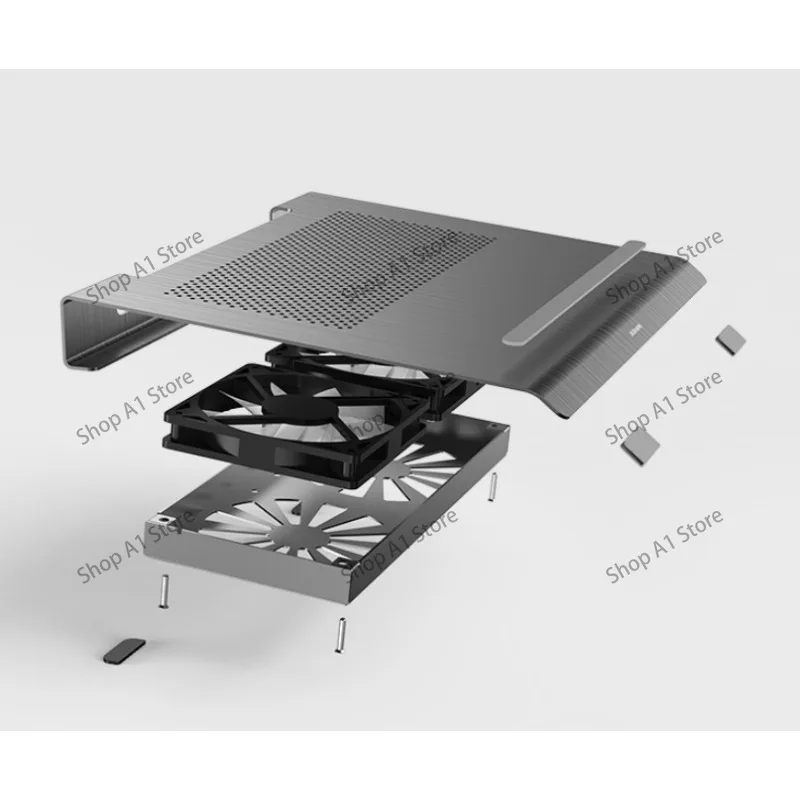 Aluminum Alloy Laptop Radiator Bracket, Height Adjustable Cooling Fan Stand, 17 Inch Notebook Elevated Base