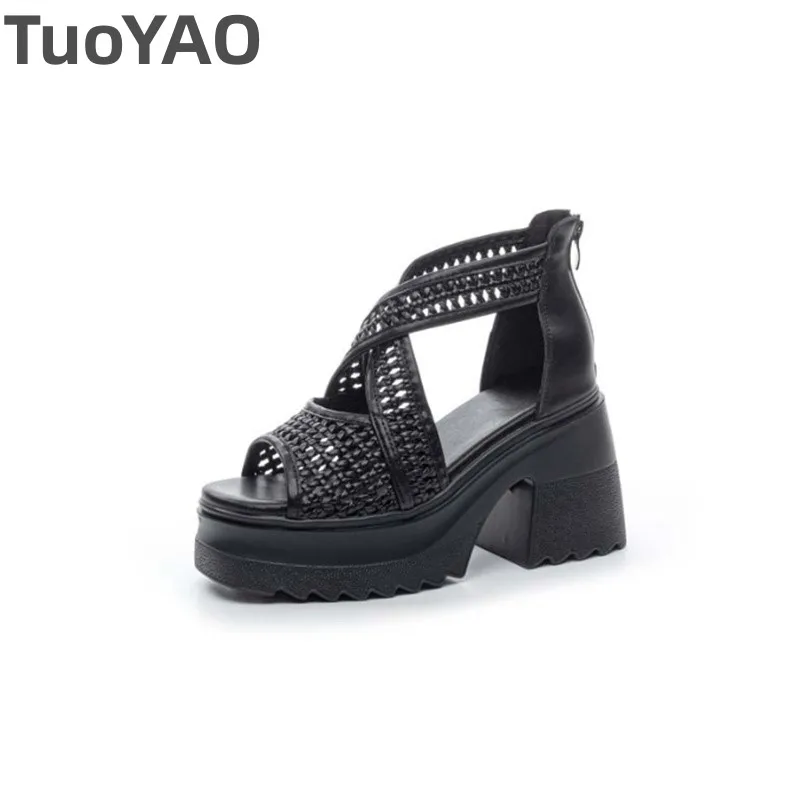 

Дышащие сандалии из искусственной кожи 10 см, женские туфли на платформе и молнии на танкетке, туфли на плоской подошве с открытым носком, брендовые кроссовки на высоком каблуке