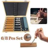 6/8 Pcs Wood Chisel Tool Sets Woodworking Carving Chisel Kit with Honing Guide Sharpening Stone and Wooden Case