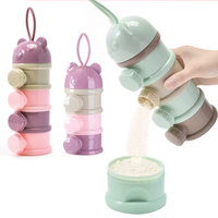 3/4Layer Baby Portable Baby Food Storag Box Multiple Openings Dispenser Cartoon Infant Milk Powder Box Toddle Snack Container
