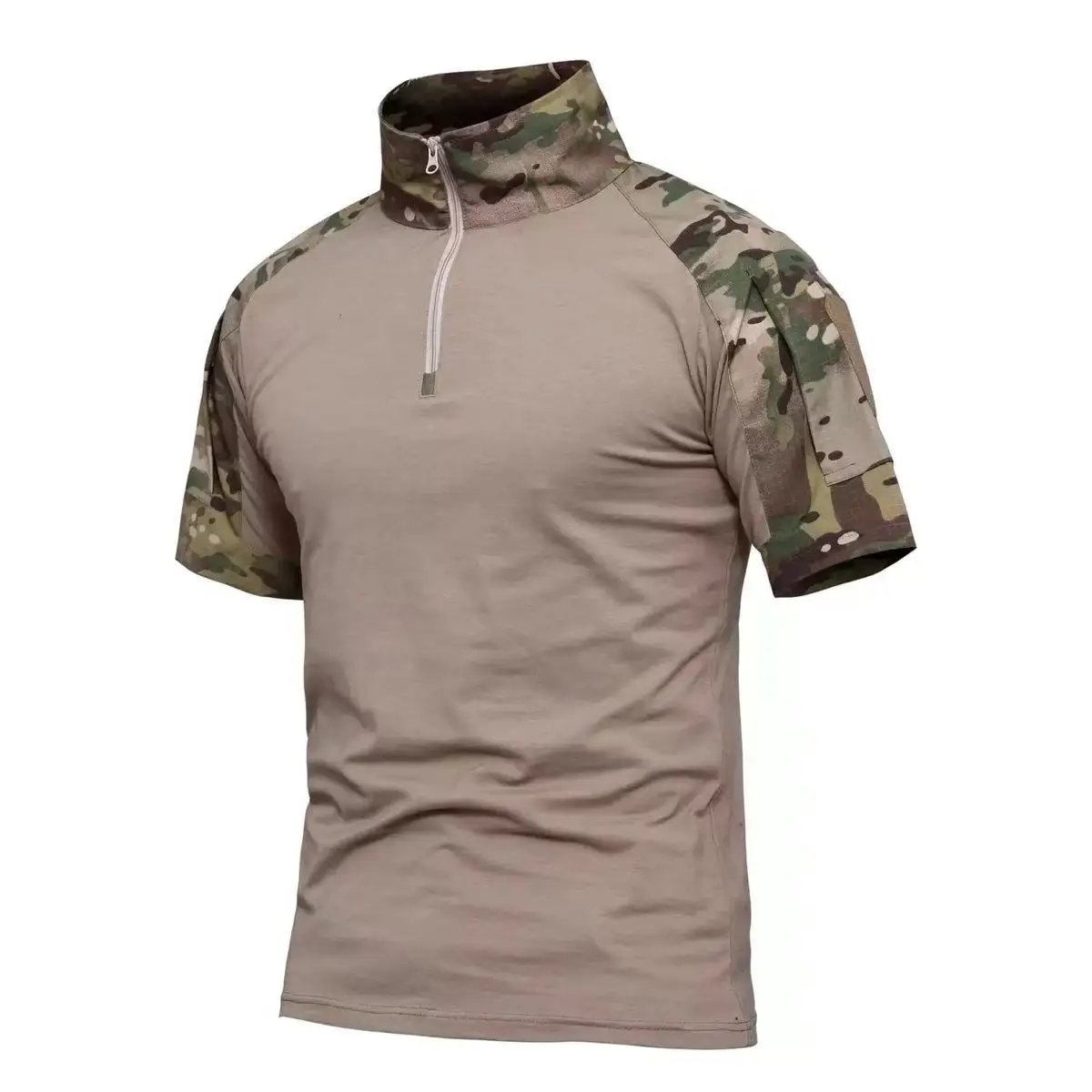 TACVASEN Men's Short Sleeve T-Shirts with Zipper Pockets Mens Summer Solid T Shirts Safari Tee Shirts Hiking Work Clothing