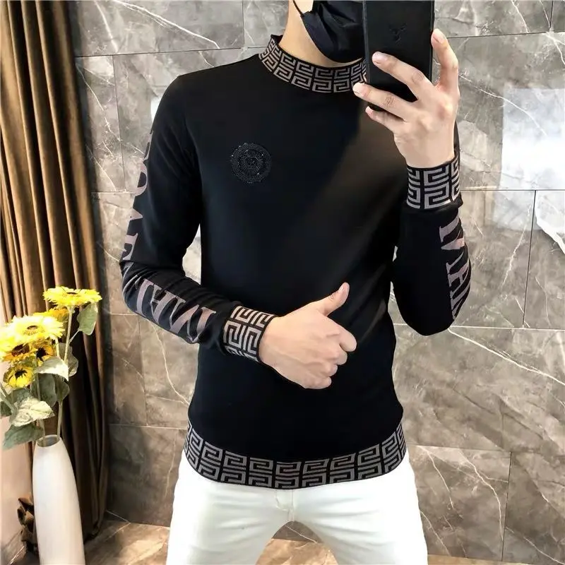 Autumn Winter KPOP Fashion Style Harajuku Slim Fit Tops Loose Casual All Match Outerwear Half High Collar Long Sleeve Sweatshirt