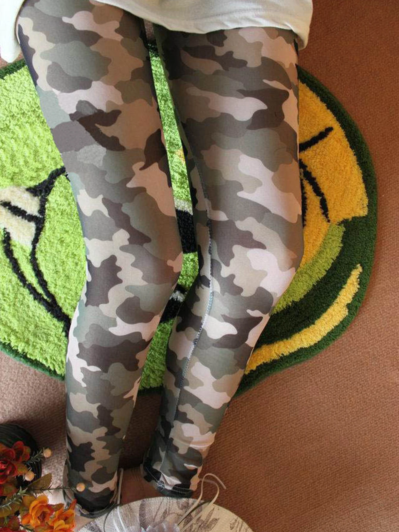 Summer New Mesh Camouflage Pattern Nine-point Pants Female Fashion Selling Sexy Korean Version Slim-fit Outerwear Leggings