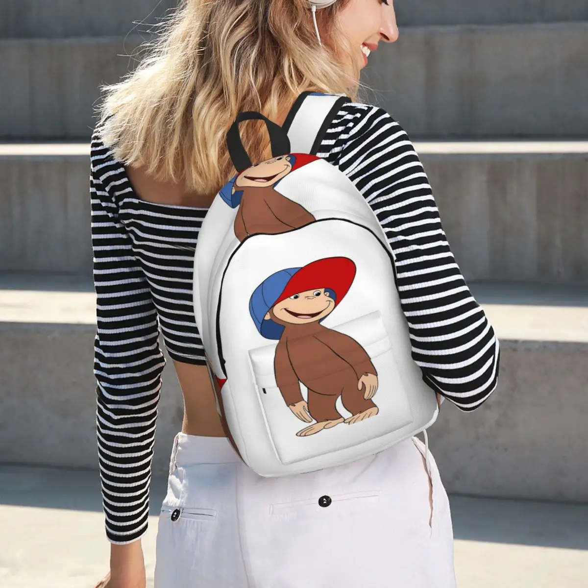 Monkeys Cartoon Curious George Backpack Student BookBag Kids School Bag Computer Shoulder Bags for Boys Girls