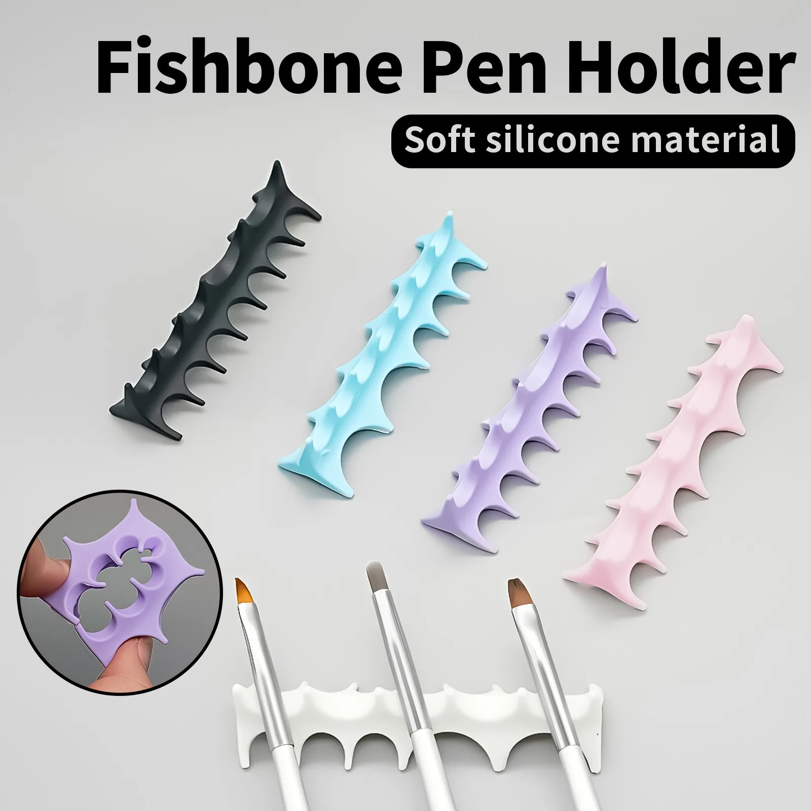 Soft Silicone Nail Pen Holder Brush Rack Shelf UV Gel Brush Display Stand Makeup Painting Pen Rest Organizer Stander Manicure