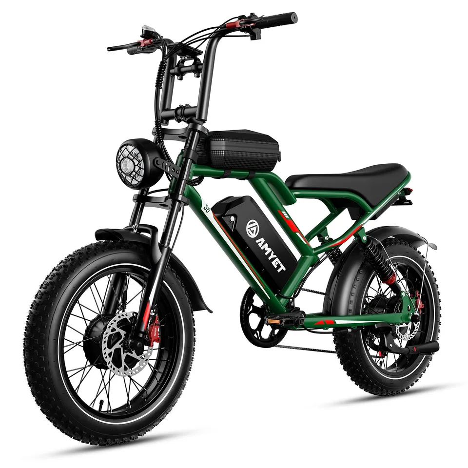 Electric Bike 48V 2000W 25AH AWD Dual Motor Dual Suspension 20" Ebike E