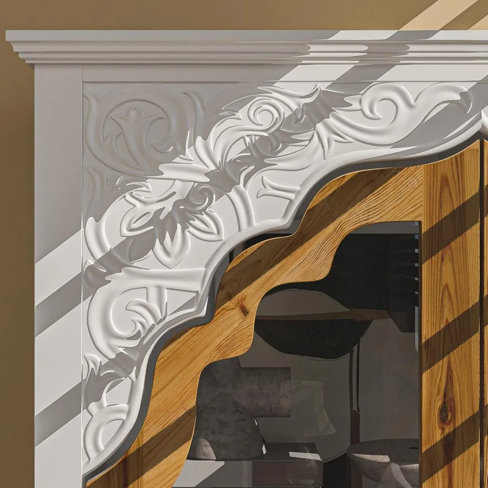 خزانة تخزين حديثة من 3 طبقات من ECACAD مع أبواب منحوتة، خزانة متعددة الأغراض مع درج ورفوف، متعددة الاستخدامات للعيش #4