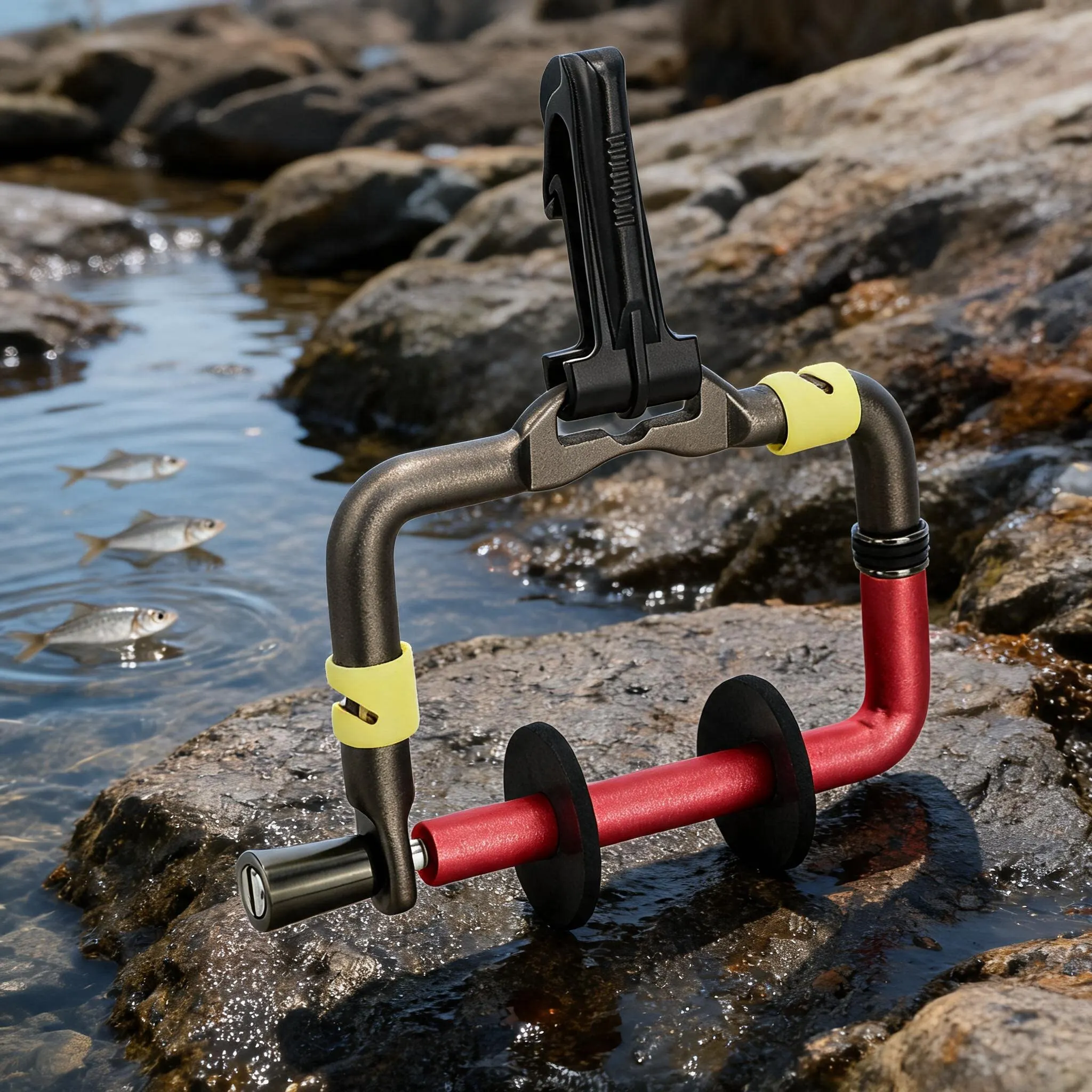 /Aluminum /Portable /Fishing Line Spool Holder Leader Rack With Built-in Snips Anti-spin Rubber Plate For Fly Lure Tackle Storag