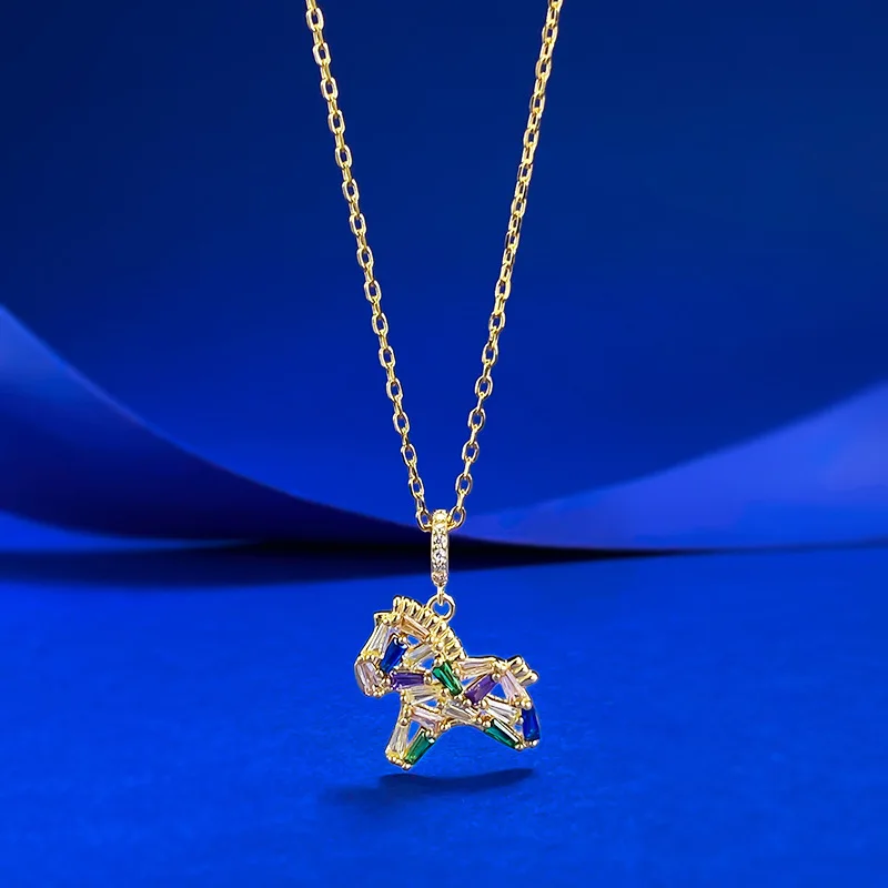 

Серебряное колье S925 с подвеской в виде пони, изысканное модное женское украшение в стиле «Допамин»