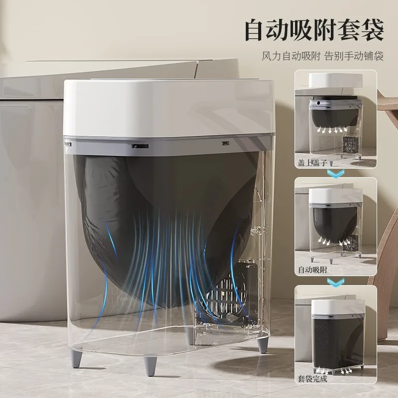 Smart Sensor Trash Can With Auto‑Bag‑Cover Function, Lidded Automatic Induction Waste Bin for Home Living Room