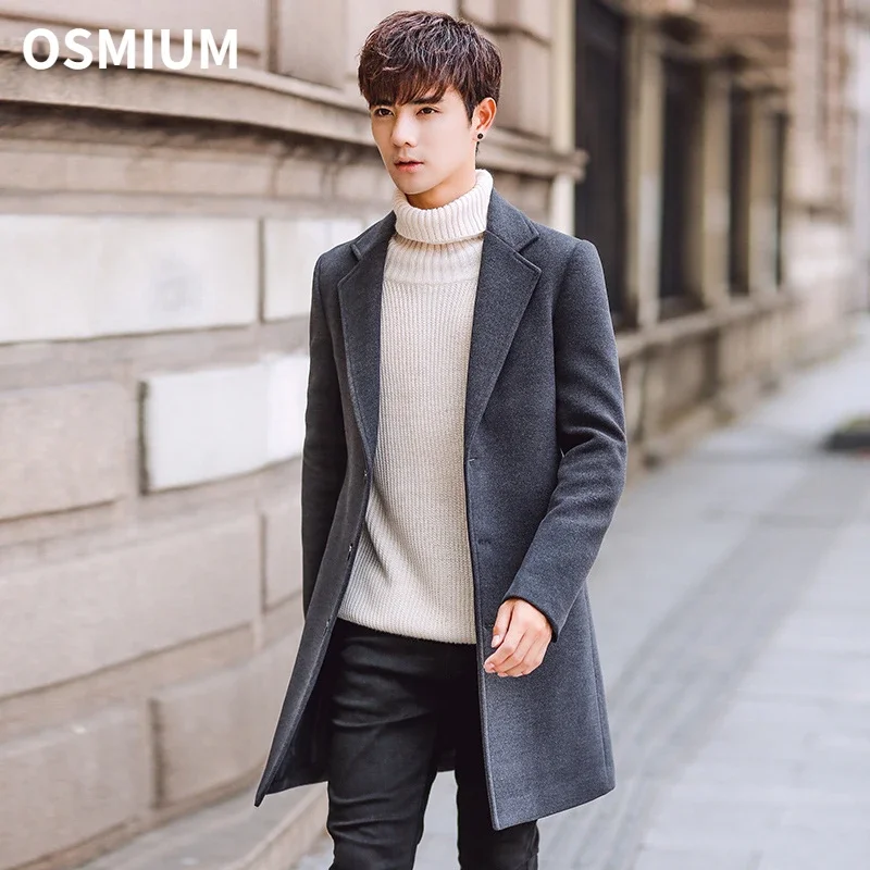 

Mens Autumn Winter Long Woolen Jacket Button Men Korean Slim Fit Windbreaker Plus Size Woolen Plus Size Trench Coat 4xl 5xl