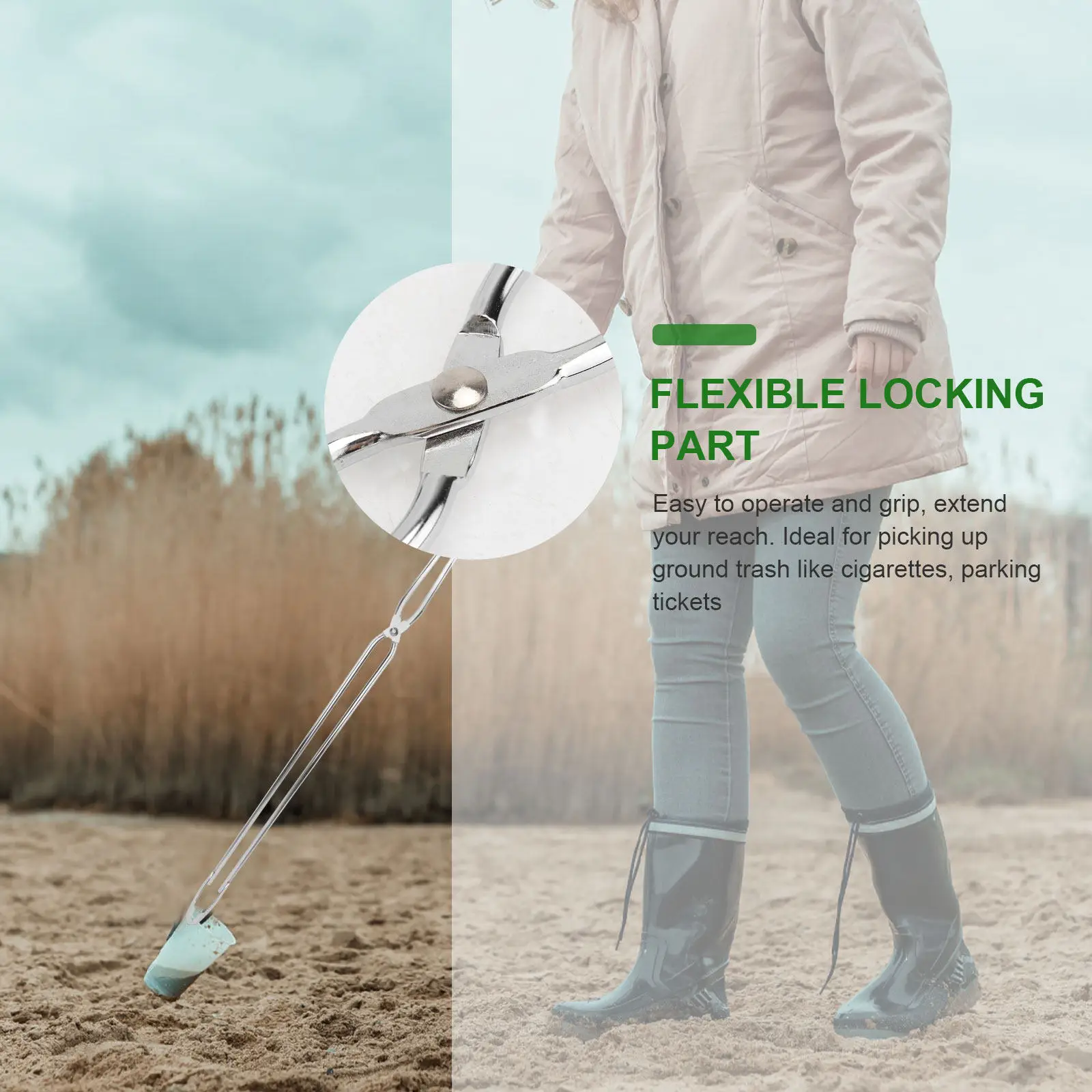 

Garbage Clip Stainless Steel Long Up Tool 60Cm Portable Scissor Tongs for Home Yard Roadside Cleanup Bbq Barbecue Accessories