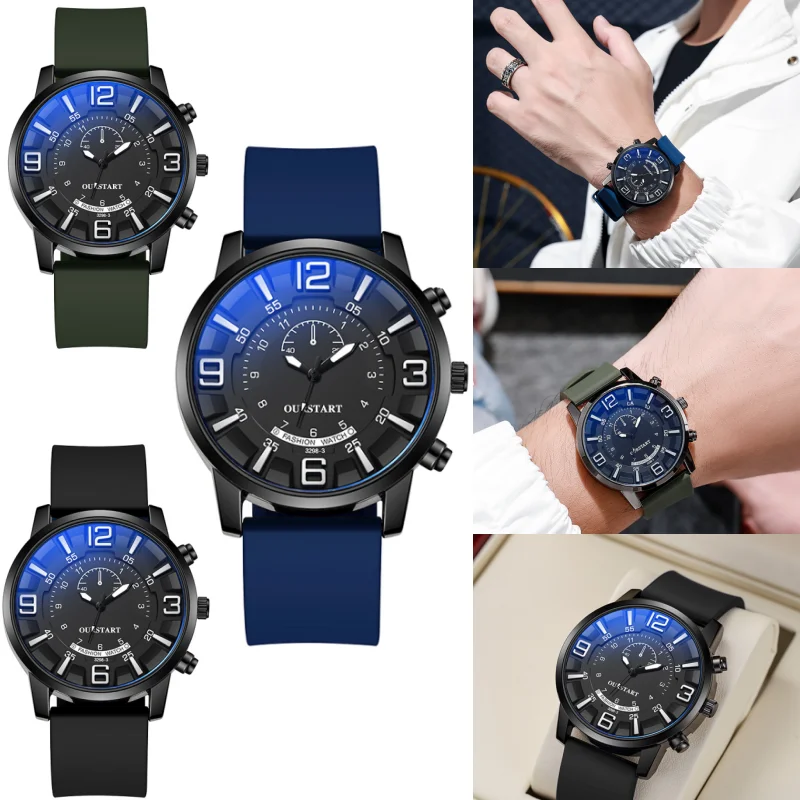 Silicone Jelly Men Watches Big Dial Quartz Wristwatches Simple Watches Reloj Male Casual Watch Clock Gift Reloj Hombre Masculino