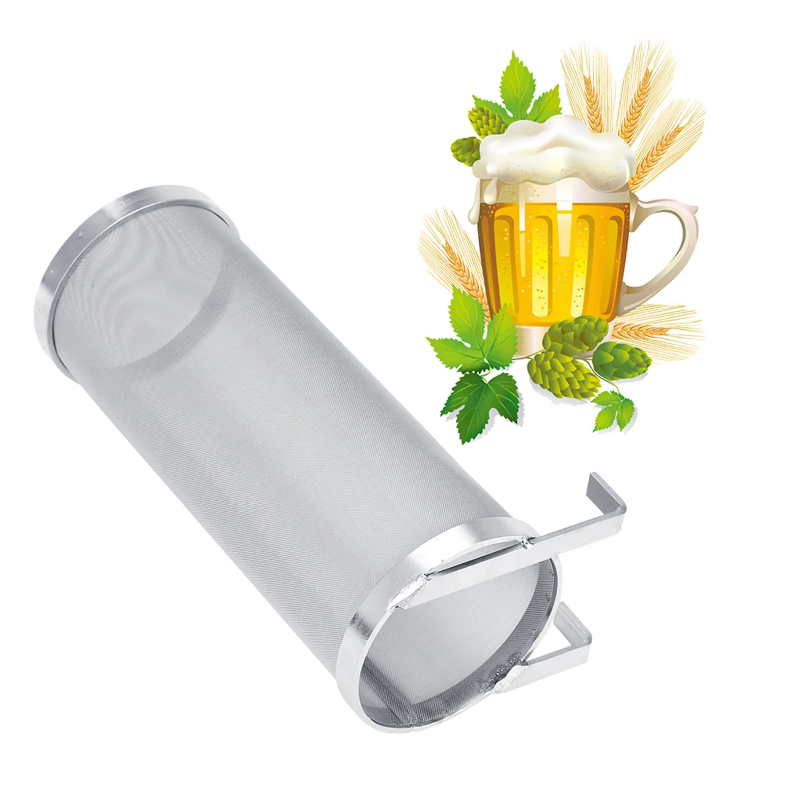 300 Micron Stainless Steel Homemade Brew Beer Hop Mesh Filter Strainer with Hook Stainless Steel Brew Filter