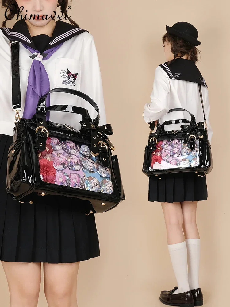 

Original Japanese New 20cm Doll Bag Student Girls Large Capacity Cartoon Backpack Transparent Square Shoulder Bag Backpacks