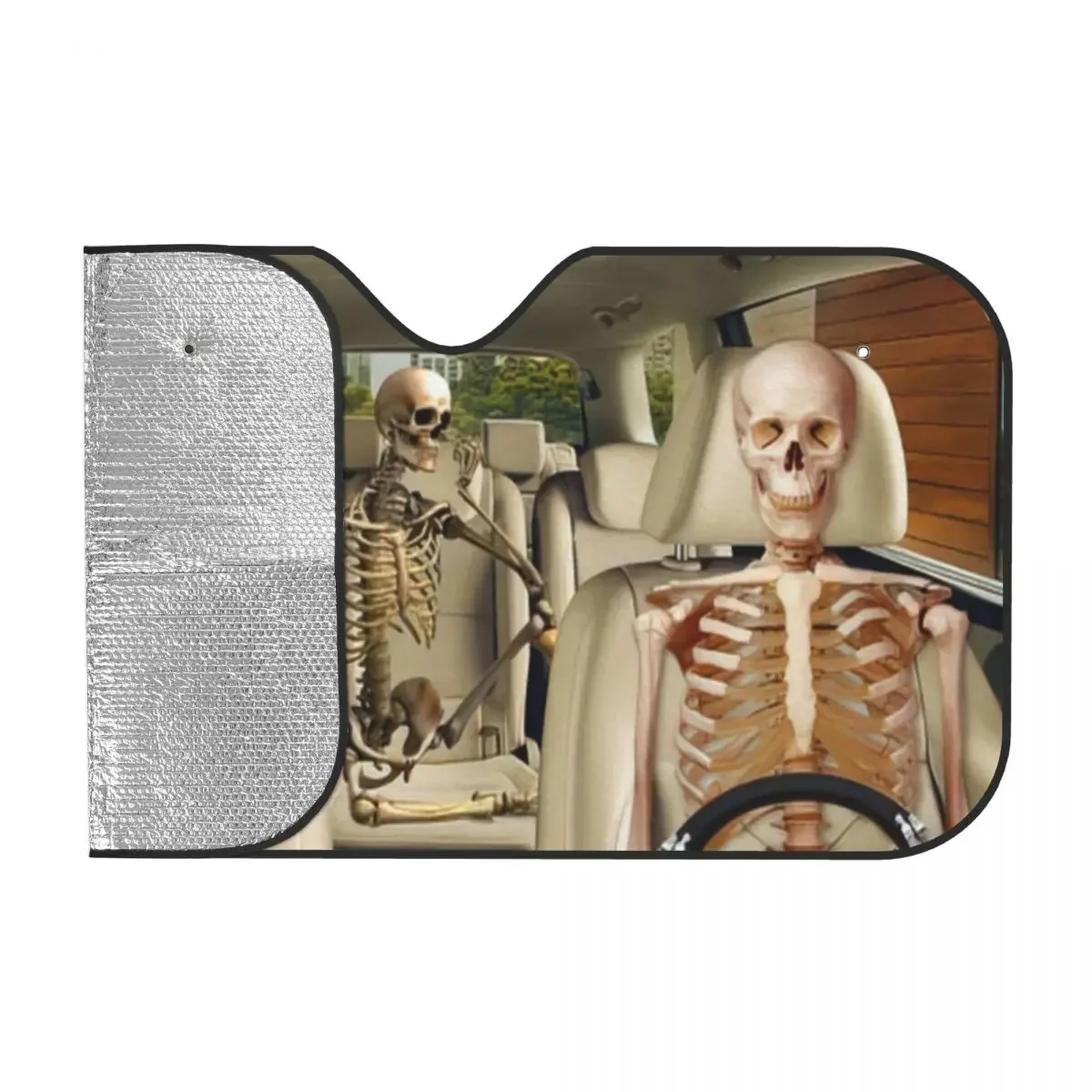 Funny Skeleton Skull Car Windshield Sunshade Foldable Horror Skull Auto Front Window Sunshield SUV Trucks Vehicle Block UV Rays