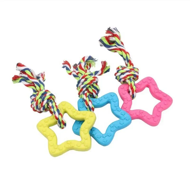 TPR Pet Toy Bite-resistant Pet Toy Five-pointed Star Plus Small Rope New Exotic Toys 1Pcs