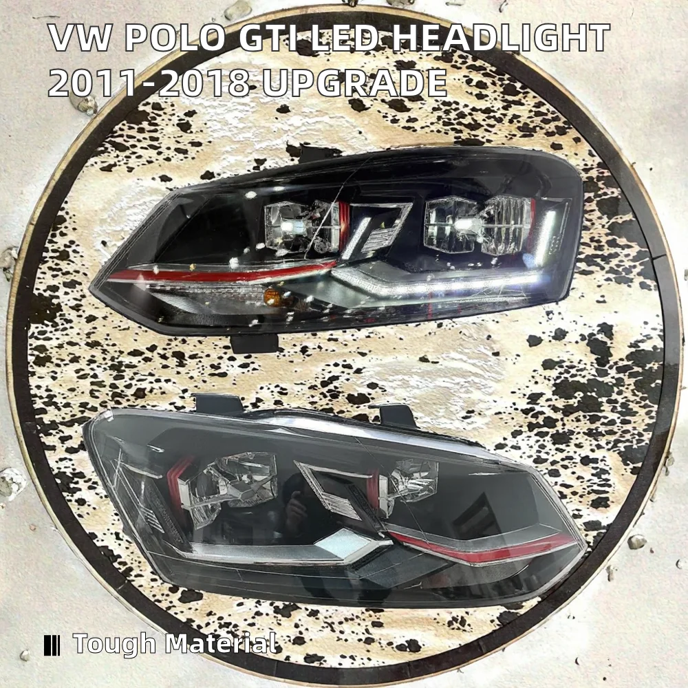 High Quality White LED Headlight for Volkswagen Polo 2011-2018 12V GTI Front Light Lamp Upgrade New Condition Car Head Light Box