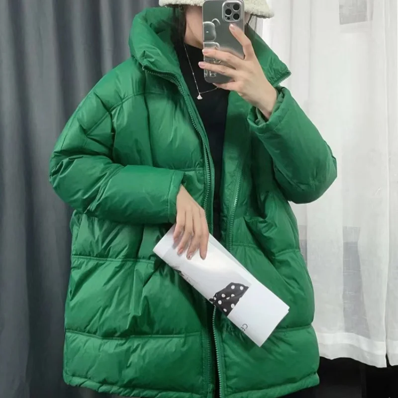 Women Loose Jacket with Hood Down Jacket 2024 Fall and Winter White Duck Oversize Puffer Coat Insulated Korean Outerwear