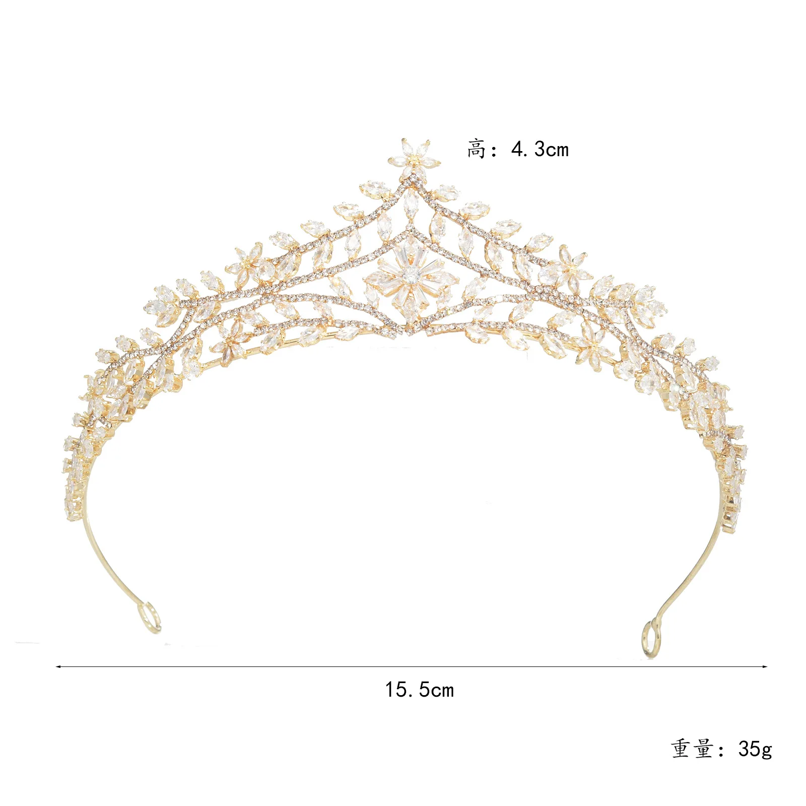 Zircon Flower Wedding Crown Creative Joker Hair Accessory Fashionable Exquisite Bridal Jewelry for Photo Studio 266113